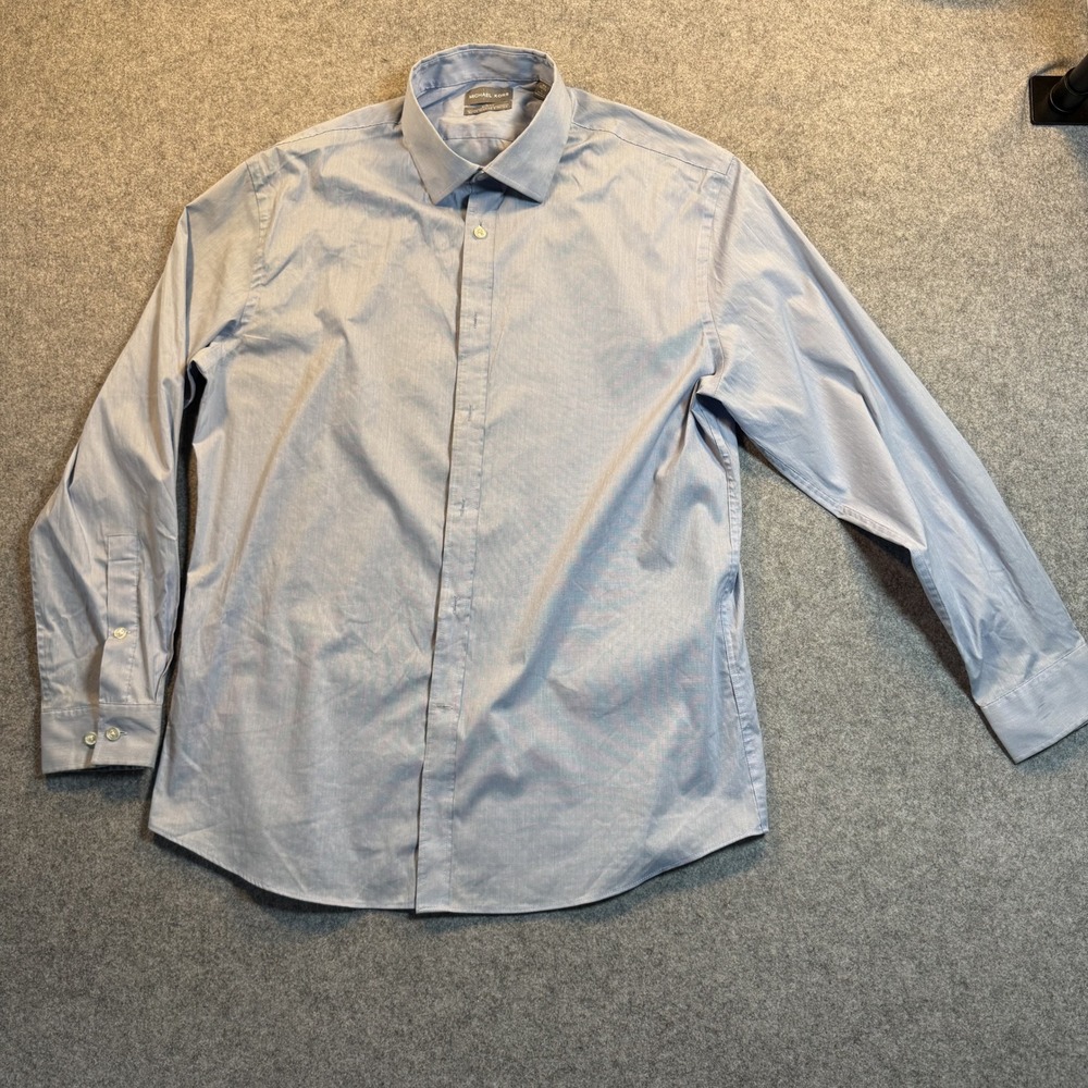 Michael Kors Slim Fit Dress‎ Shirt 16.5 32/33 Blue Quick Wicking Stretch